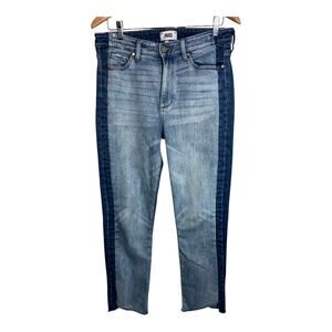 Paige 'Hoxton Slim' Straight Leg Two-Toned Denim Jeans Frayed Hem Size 30
